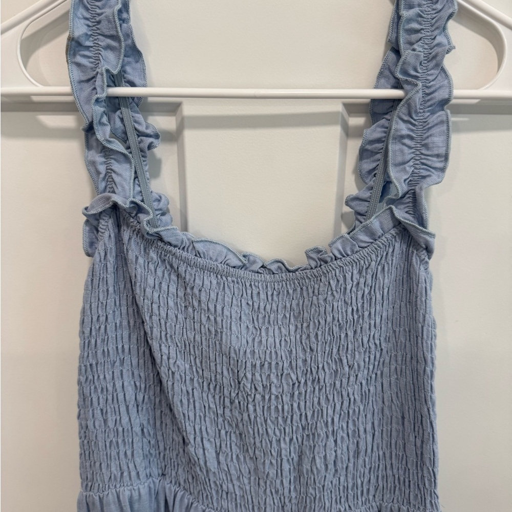Smocked Blue Ruffle Dress - Picture 2 of 4